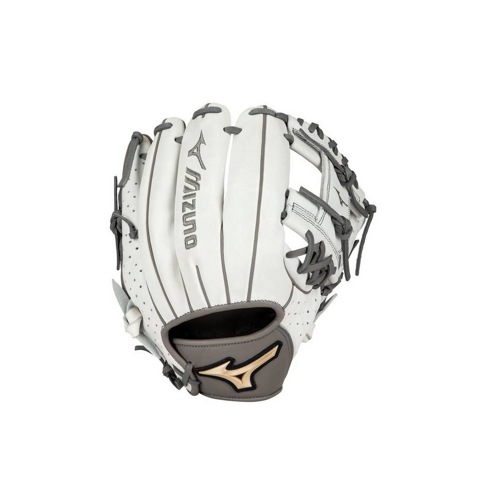 Mizuno Women's Prime Elite Infield/Pitcher Fastpitch Softball 11.75" Gloves White/Grey (312966-FBR)